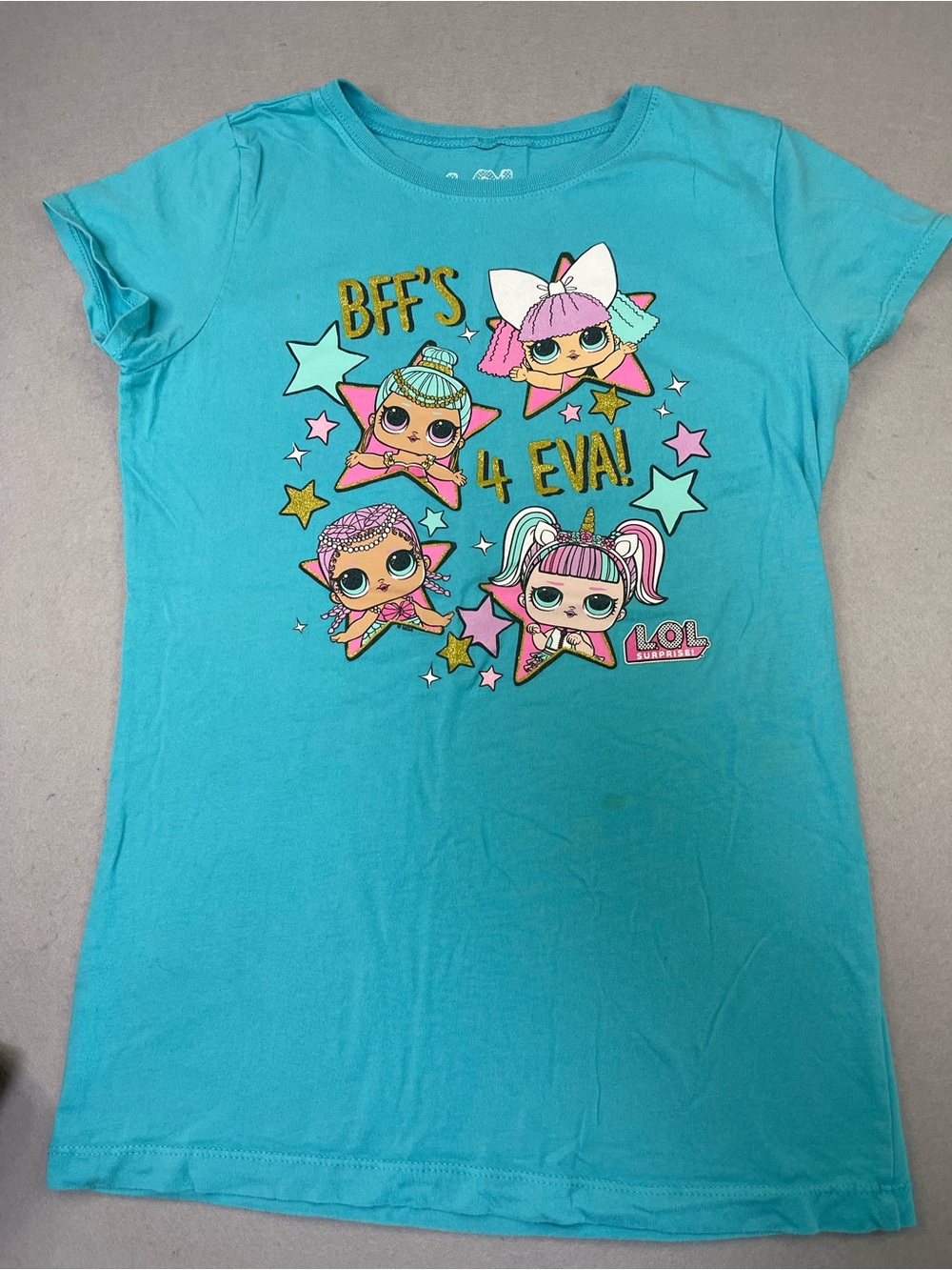 L.O.L. Surprise! Girls Blue Graphic Glitter Tagless Cotton Tee XL (14/16) 227
